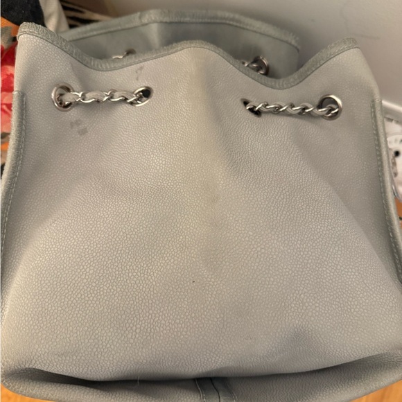 CHANEL Nubuck Camelia Gray Vintage Shoulder Bag with Elegant Chains - Picture 10 of 17